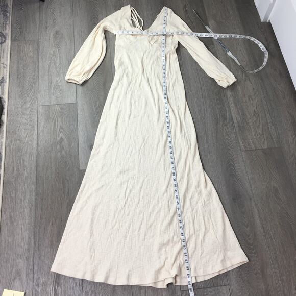 NWT Free People Beach Womens Ivory Maxi Dress Criss Cross Back Long Sleeve XS - Picture 5 of 10